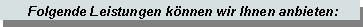 Textfeld: Folgende Leistungen k�nnen wir Ihnen anbieten: 