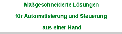 Textfeld: Mageschneiderte Lsungenfr Automatisierung und Steuerung aus einer Hand